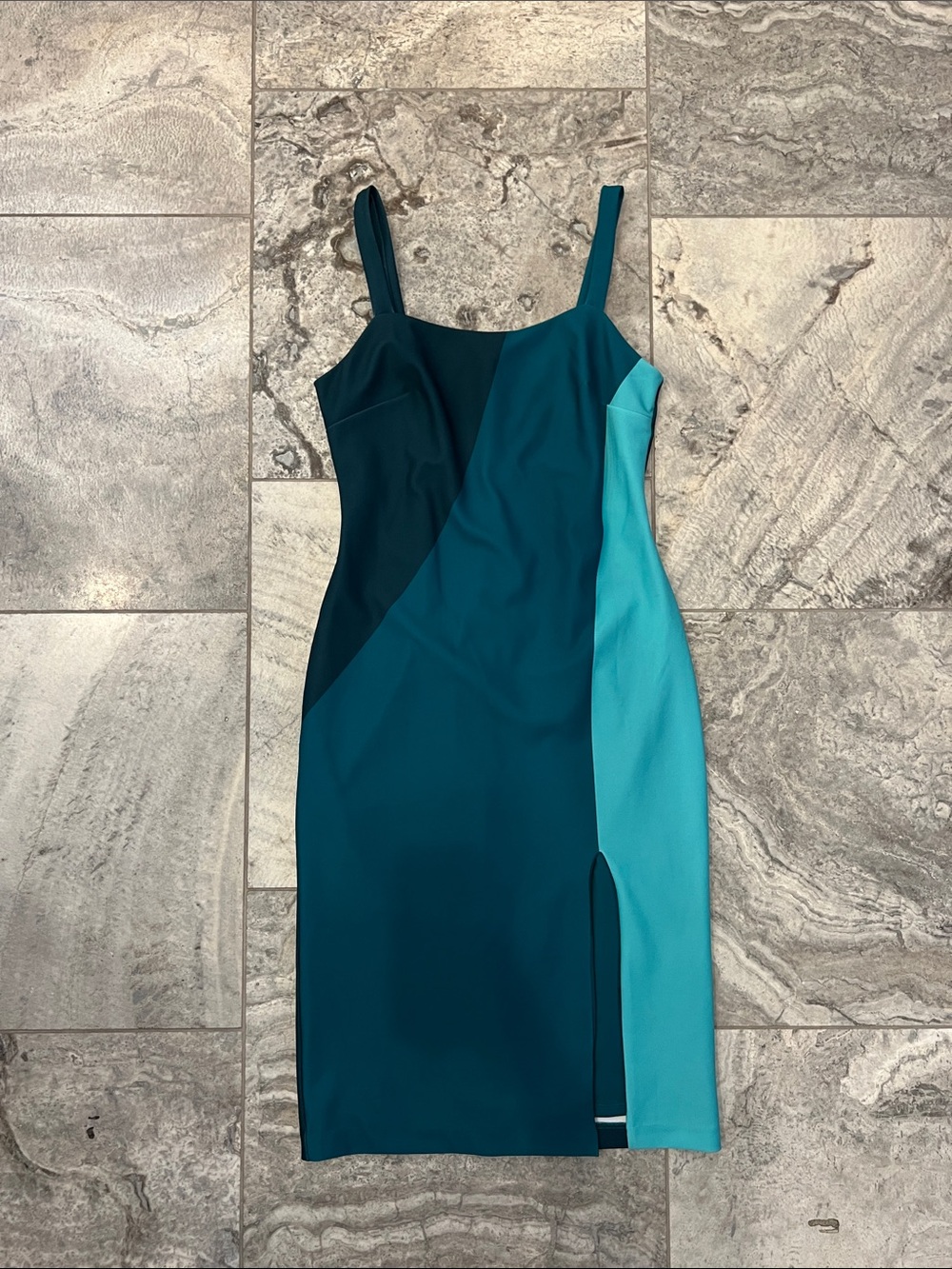 RACHEL Rachel Roy Teal & Turquoise Colorblock Midi Dress